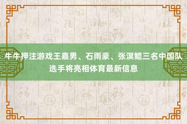 牛牛押注游戏王嘉男、石雨豪、张溟鲲三名中国队选手将亮相体育最新信息